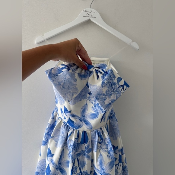 SACHIN & BABI Isabeau Floral Strapless Blue Gown 2 - Picture 7 of 9